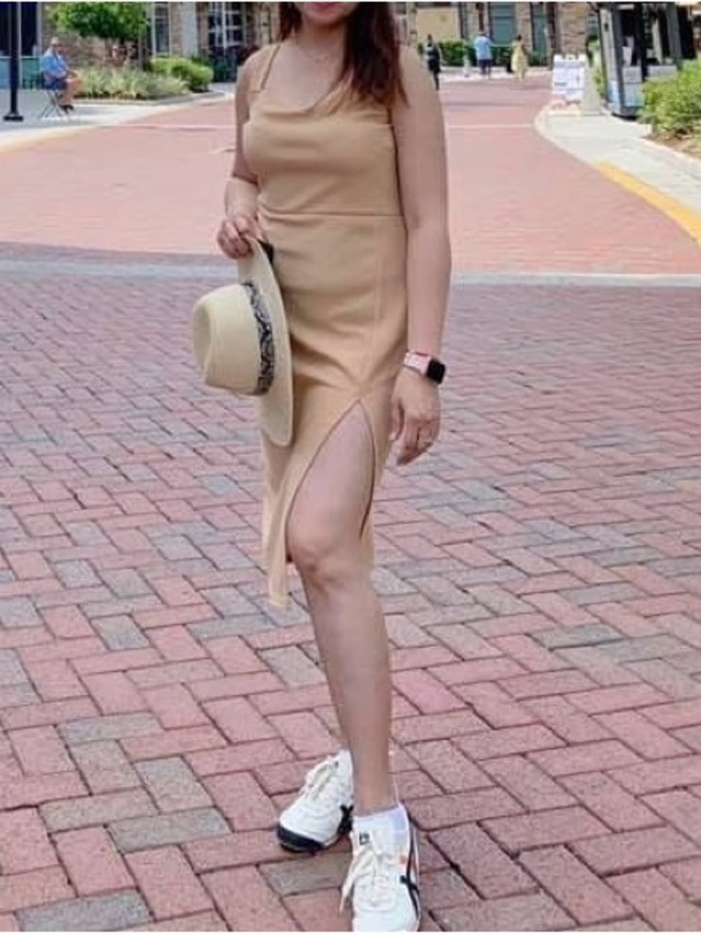 SHEIN Trendy Boho Bodycon Midi Tank Dress with Side Slit